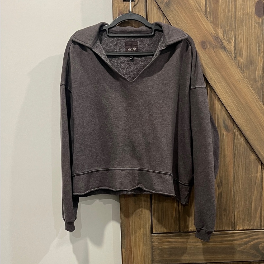 Aerie Dark Gray V-Neck Sweatshirt